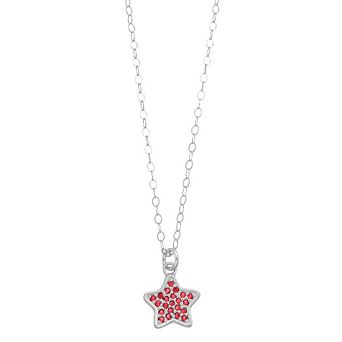 Aleure Precioso Sterling Silver Lab-Created Gemstone Pave Star Pendant Necklace