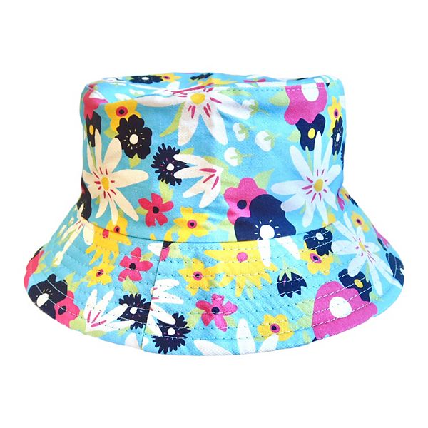 Floral Bucket Hat with Plastic Pockets - K & K Designer Pockets at