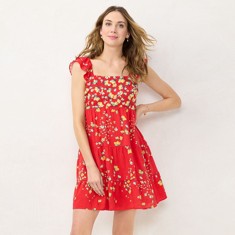 Ruffled Sleeve Fit & Flare Dress