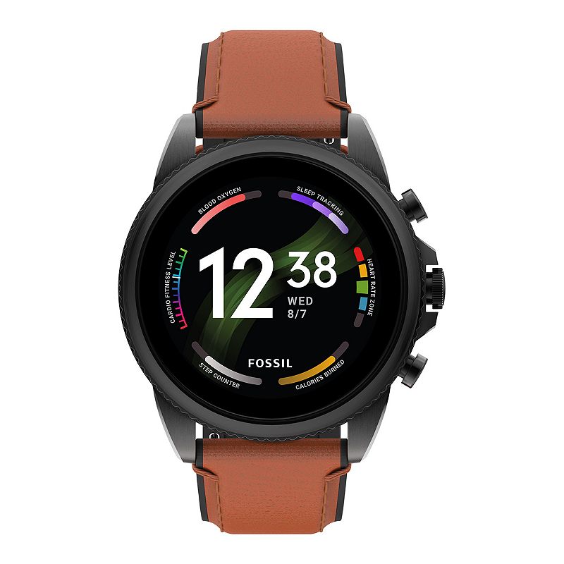Fossil Mens Gen 6 Digital Brown Leather Band Smart Watch - FTW4062V, Large
