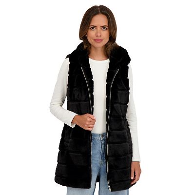 Women's Sebby Collection Faux Fur Hooded Vest