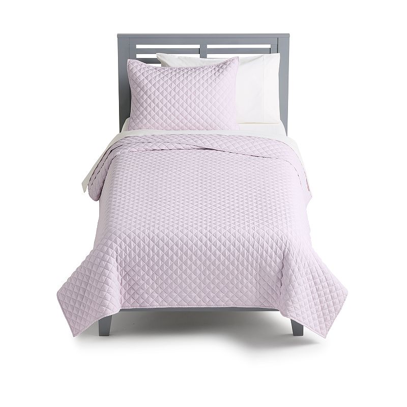 The Big One Kids Garment Washed Quilt Set with Shams, Brt Purple, Twin