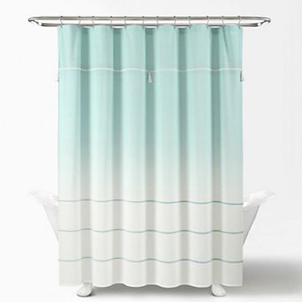 Lush Decor Ombre Embroidery Tassel Cotton Shower Curtain