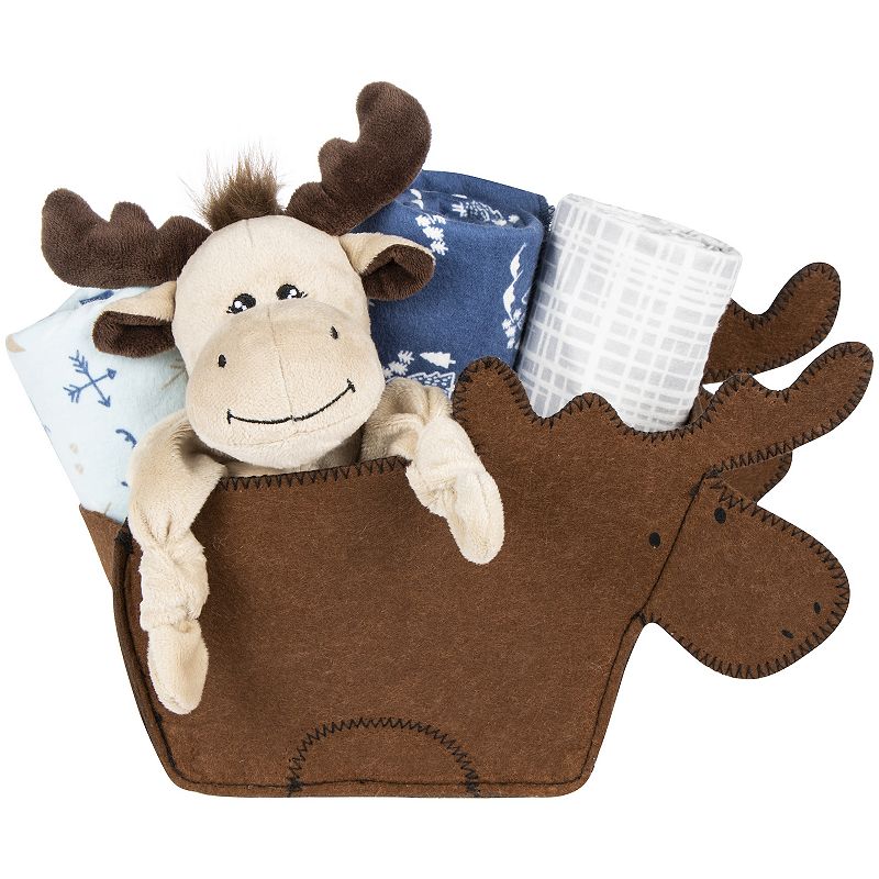 My Tiny Moments Welcome Baby Moose 5 Piece Shaped Gift Set, Multicolor