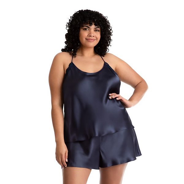 Plus Size Lilac+London Satin Pajama Cami & Pajama Shorts Sleep Set