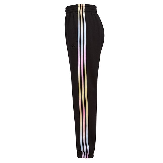 ADIDAS 3 Stripes Black & Orange Womens Leggings - BLACK COMBO