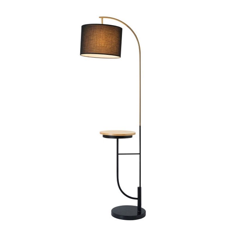 Teamson Home Floor Lamp USB Port & Wooden Table Black Modern Lighting VN-L00071B