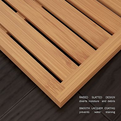 Hastings Home Bamboo Non-Slip Open Slatted Bathmat