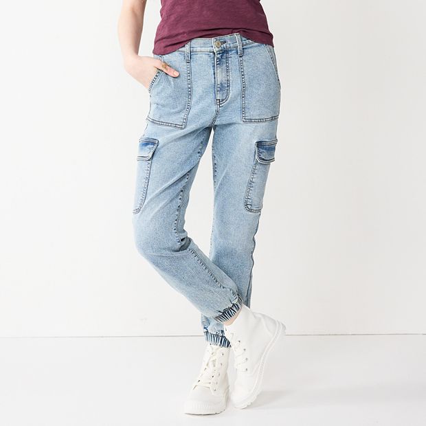 High Rise Denim Joggers