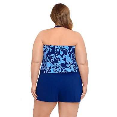 Plus Size Bal Harbour Bandeau Blouson Tankini Top