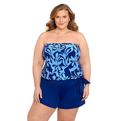 Plus Size Bal Harbour Bandeau Blouson Tankini Top