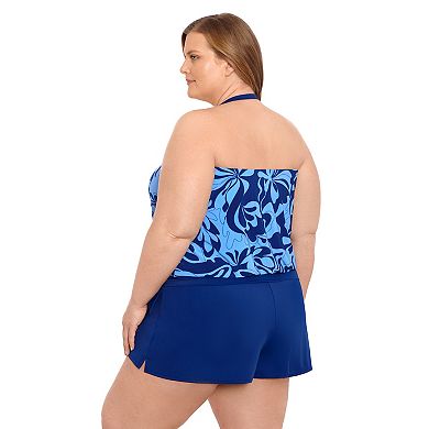 Plus Size Bal Harbour Bandeau Blouson Tankini Top