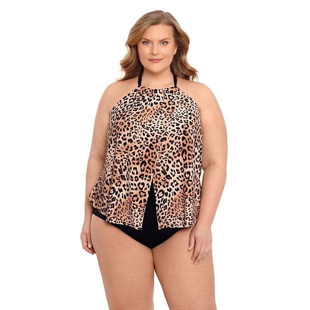 Plus Size Bal Harbour High Neck Flyaway Tankini Top