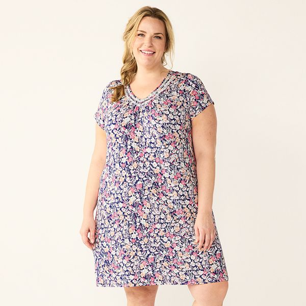 Plus Size Croft & Barrow® Flutter Short Sleeve Nightgown