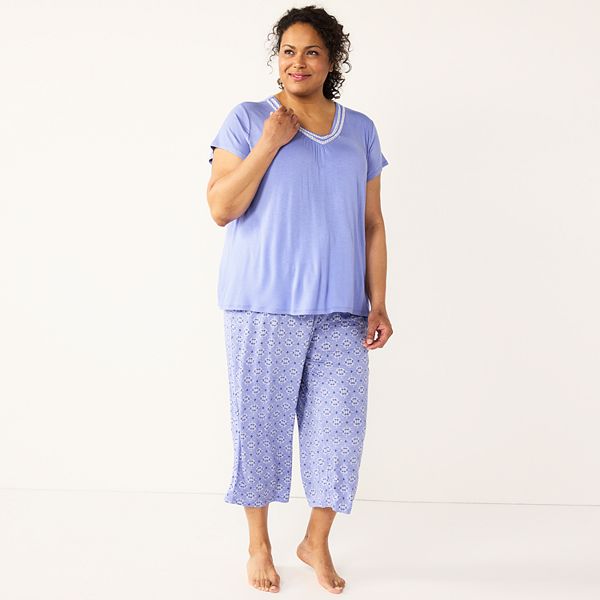 Petite Croft & Barrow® Short Sleeve Pajama Top & Capri Pajama