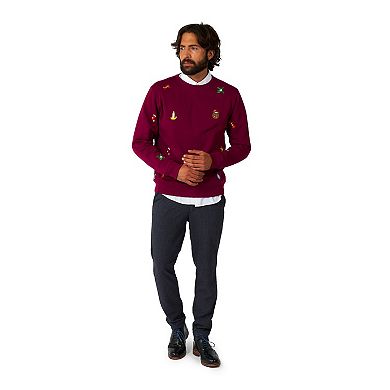 Men's OppoSuits Christmas Icons Burgundy Christmas Sweatshirt