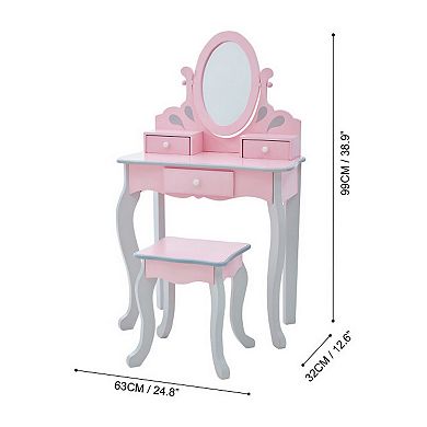 Little Princess Rapunzel Play Vanity Table & Stool 2-piece Set