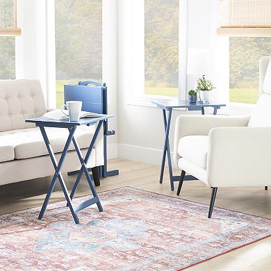 Linon Compass Tray Table & Stand 5-piece Set