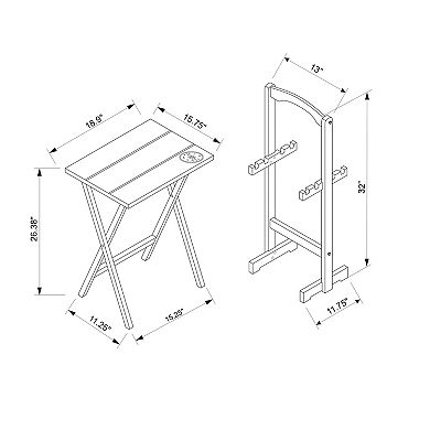 Linon Compass Tray Table & Stand 5-piece Set