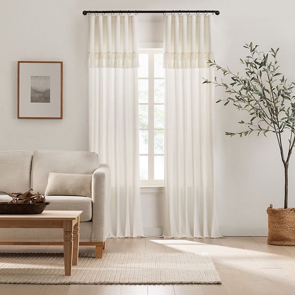 Mercantile Lucinda Light Filtering Ringed Window Curtain Panel - Off White (50X108)
