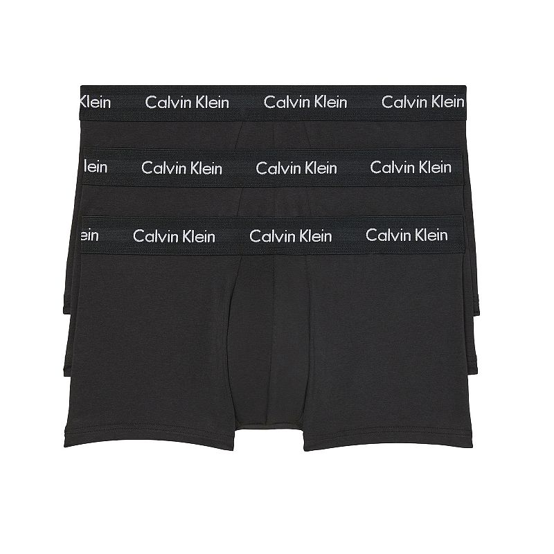 Mens Calvin Klein 3-pack Stretch Low-Rise Trunks, Size: Large, Black