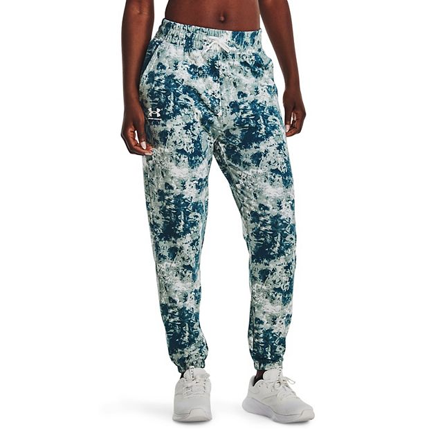 Women's Under Armour UA Rival Terry Printed Joggers 1373040 Opal Green XS S  M L