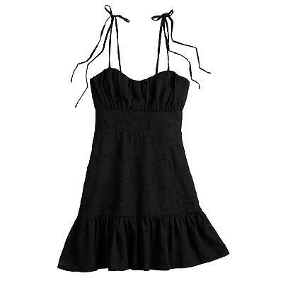 Juniors' Speechless Tie-Shoulder Chiffon Skater Dress