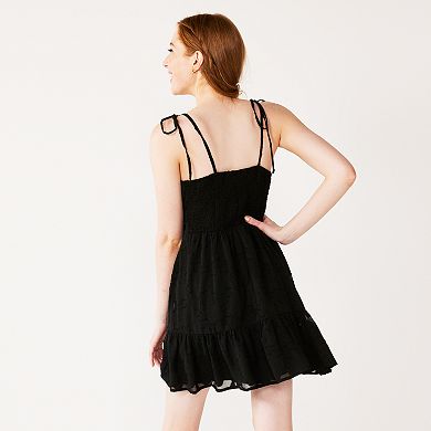 Juniors' Speechless Tie-Shoulder Skater Dress