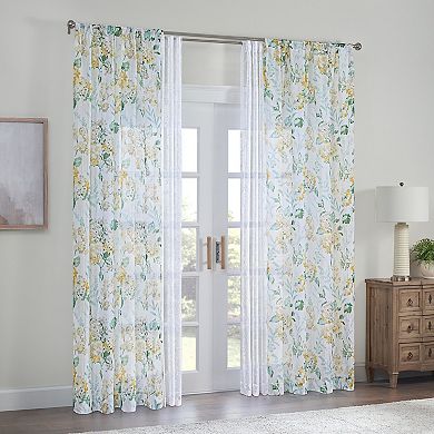 Waverly Blushing Blooms Rod Pocket Sheer Window Curtain Panel