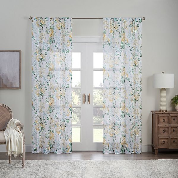 Waverly Blushing Blooms Rod Pocket Sheer Window Curtain Panel