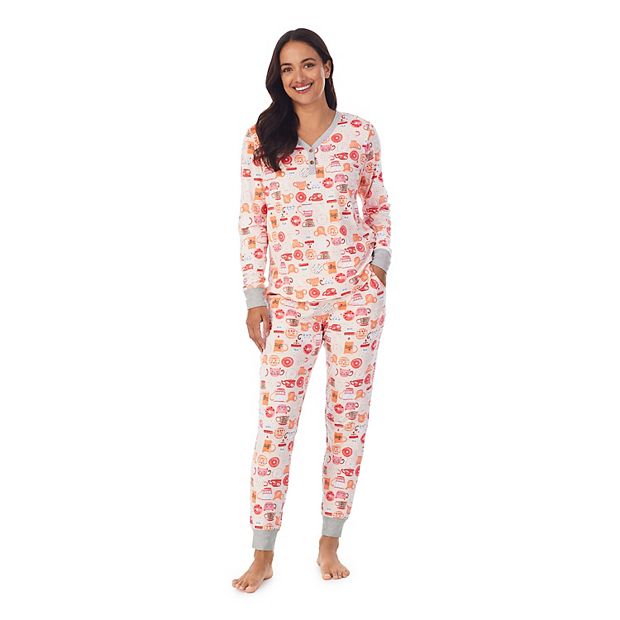 Petite Cuddl Duds Henley Pajama Top and Banded Bottom Pajama