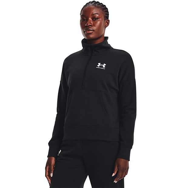 Under Armour Rival Fleece 1/2 Zip Sweatshirt, Black/White at John