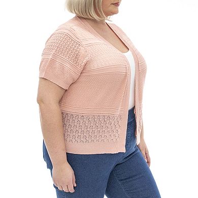 Plus Size Nina Leonard Short Sleeve Crochet Bolero