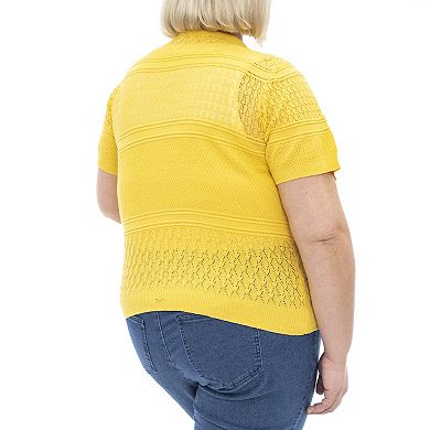 Plus Size Nina Leonard Short Sleeve Crochet Bolero