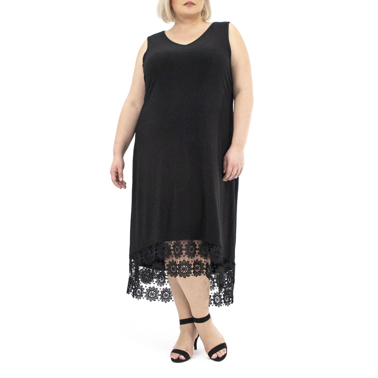 Plus Size Nina Leonard High Low Crochet Dress