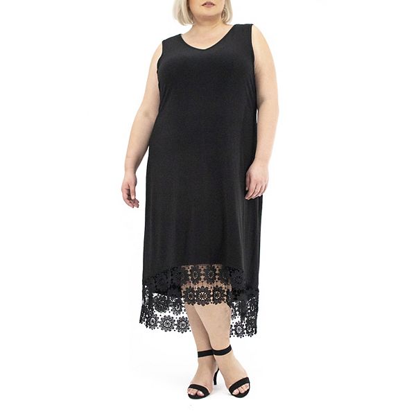 Plus Size Nina Leonard High Low Crochet Dress