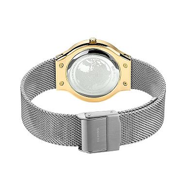 BERING Women's Classic Two Tone Watch & Crystal Necklace Gift Box Set