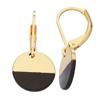Nine West Enamel-Dipped Circle Drop Earrings
