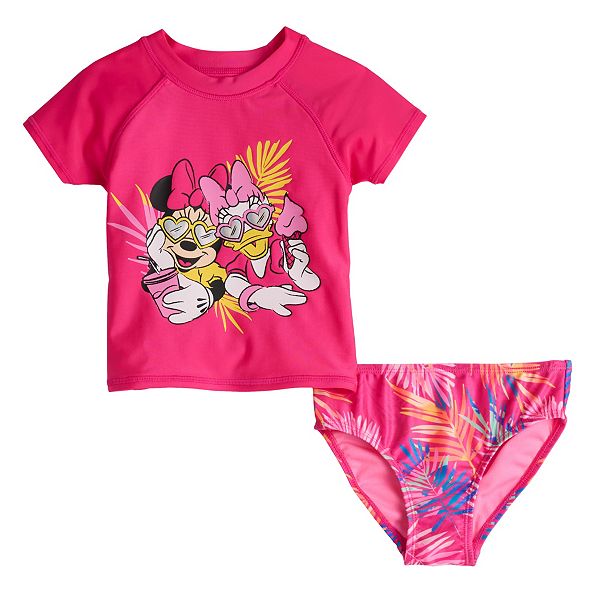 Toddler Girl Disney Minnie Mouse & Daisy Duck Rashguard & Bikini Bottoms  Swimsuit Set by Jumping Beans®