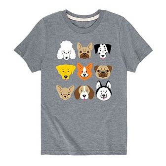 Boys 8-20 Dog Faces Graphic Tee
