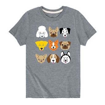 Boys 8-20 Dog Faces Graphic Tee