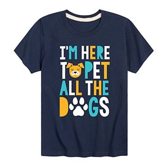 Boys 8-20 Here To Pet All The Dogs Graphic Tee