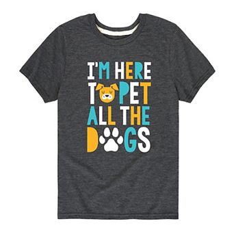 Boys 8-20 Here To Pet All The Dogs Graphic Tee