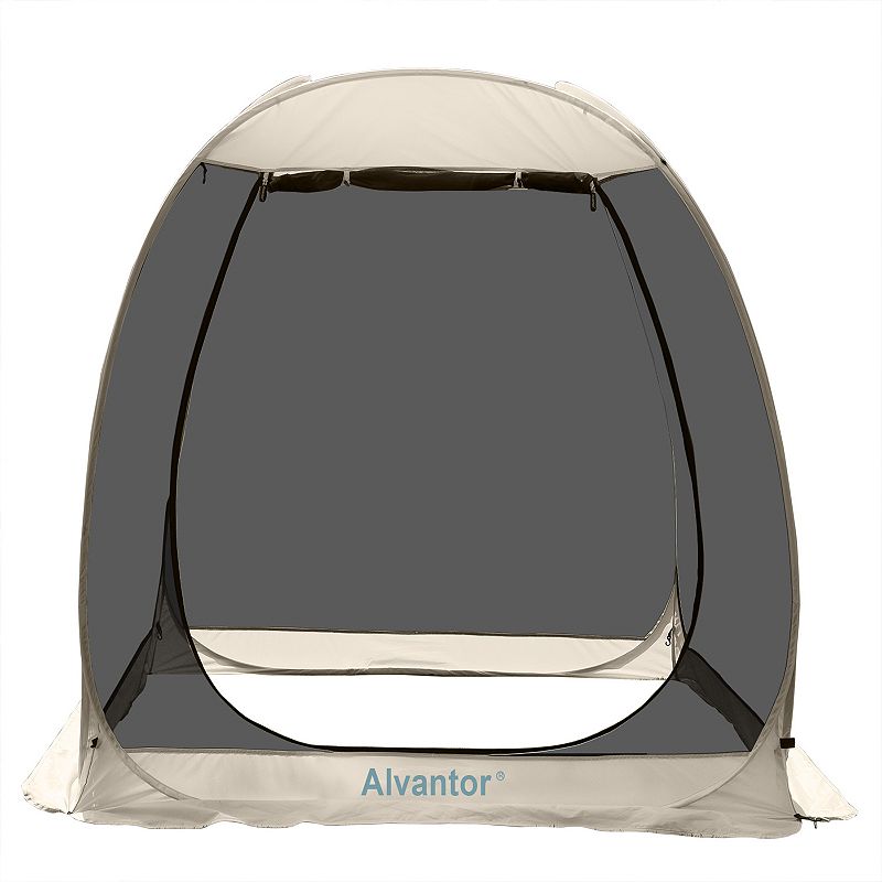 Alvantor Pop Up Screen Tent Camping Tent Canopy Gazebo 6x6, Beig/Green, 6