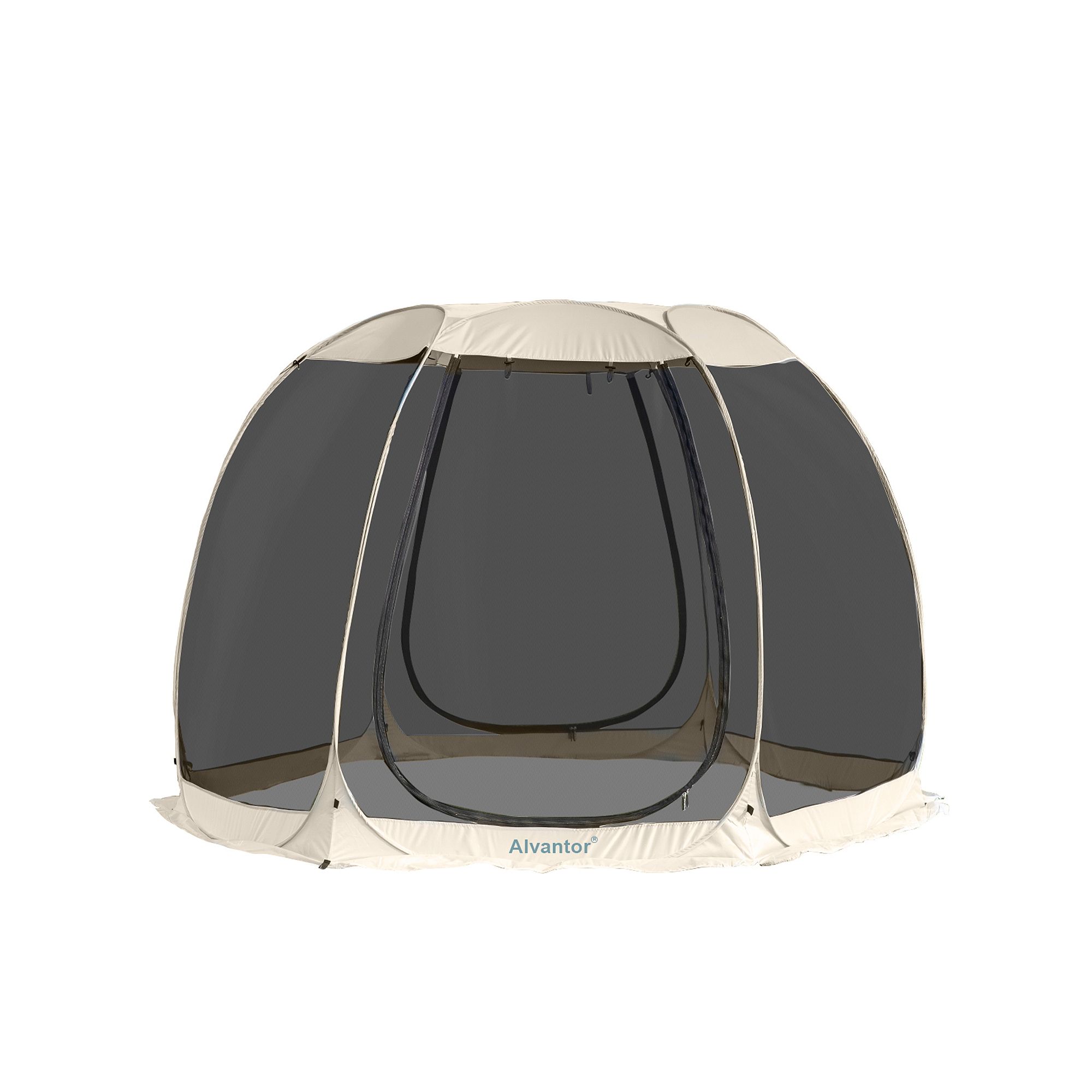 Alvantor Pop Up Screen Tent Camping Tent Canopy Gazebo 10x10, Beige Khaki