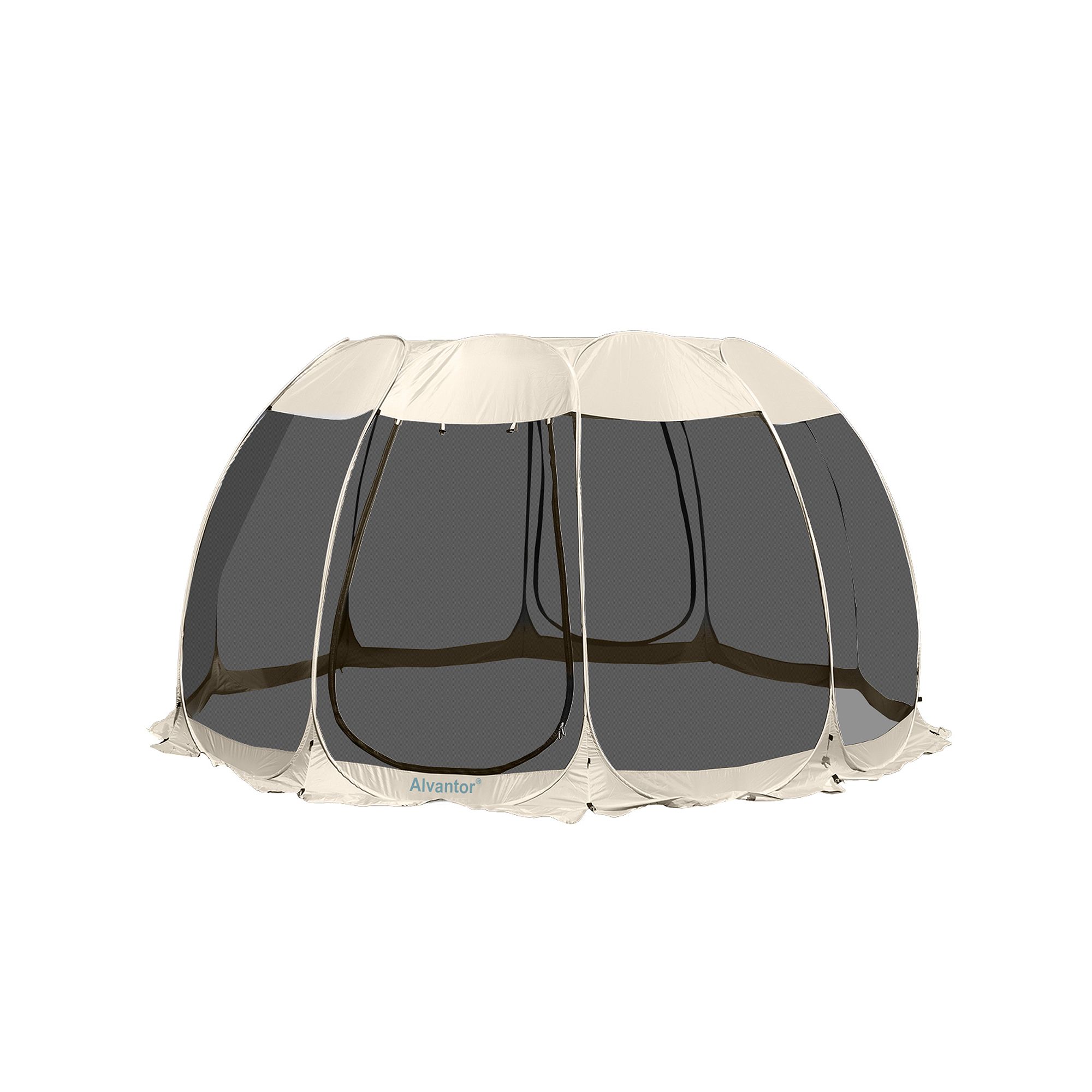 Alvantor Pop Up Screen Tent Camping Tent Canopy Gazebo 15x15, Beige Khaki