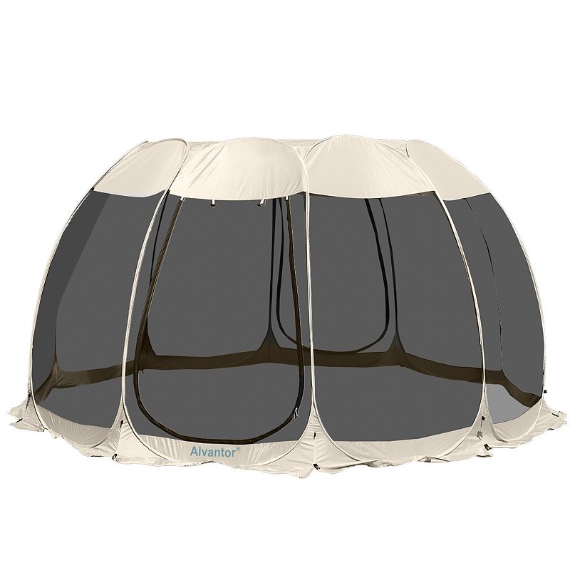 Alvantor Pop Up Screen Tent Camping Tent Canopy Gazebo 15x15, Beig/Green,
