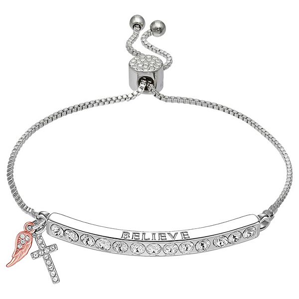 Brilliance Silver Plated Mother Daughter Double Heart Charm Bracelet