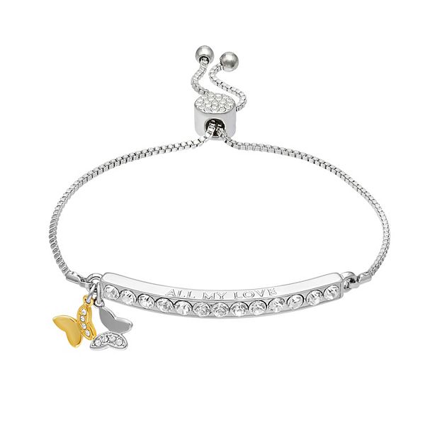 Brilliance Silver Plated Mother Daughter Double Heart Charm Bracelet