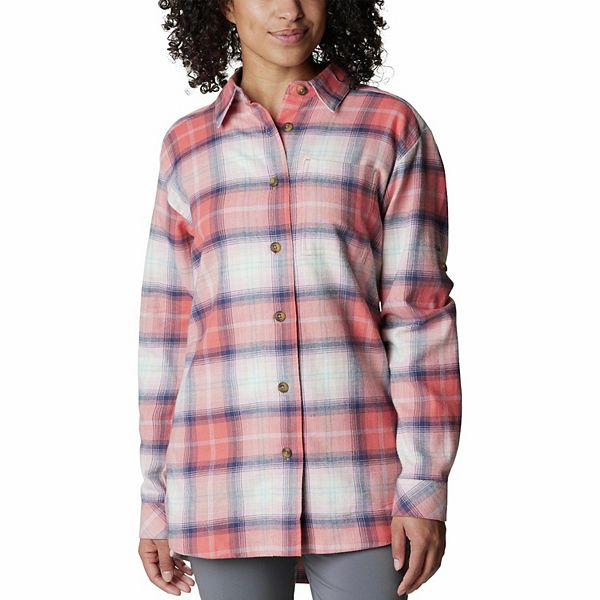 Women's Columbia Holly Hideaway&trade; Cotton Flannel Shirt - Faded Peach Ombre (LARGE)